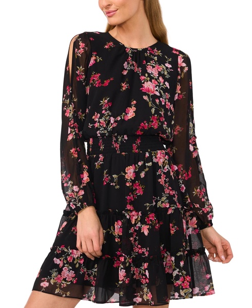 Women's Cold-Shoulder Tiered Floral Minidress