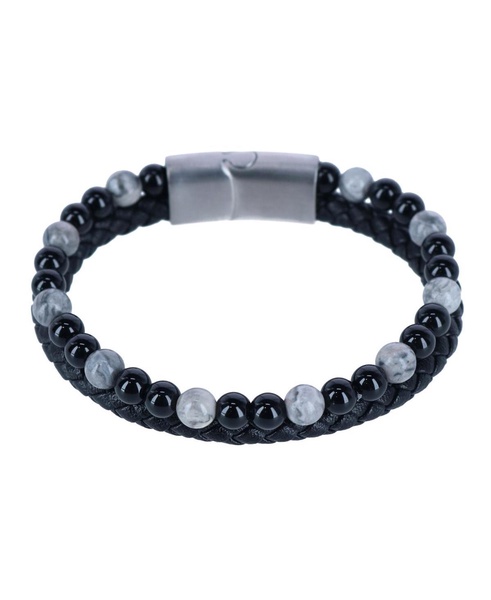 Thurgood Beaded and Braided Leather Secure Clasp Bracelet