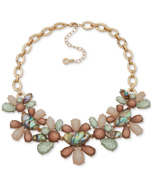 Gold-Tone Mixed Stone Statement Necklace, 16" + 3" extender