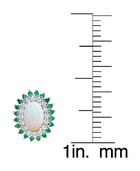 Lab-Grown Opal (1/2 ct. t.w.), Lab-Grown White Sapphire (1/3 ct. t.w.) & Nano (3/8 ct. t.w.) Oval Halo Stud Earrings in Sterling Silver