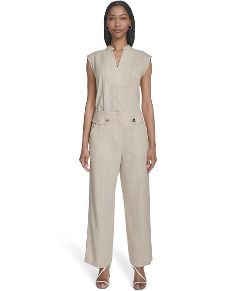 Women's Mid-Rise Straight-Leg Tab-Waist Pants