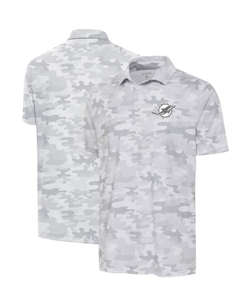 Men's White Miami Dolphins Anthracite Logo Collide Polo Shirt