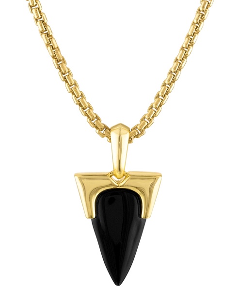 Men's Icon Black Onyx Pendant Necklace in 14k Gold-Plated Sterling Silver, 24" + 2" extender