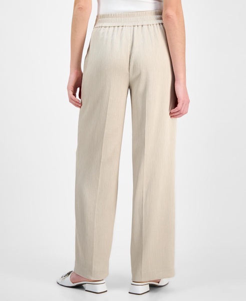 Women's Crinkled Satin Pull-On Wide-Leg High Rise Pants