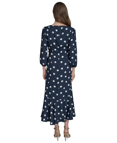Women's Ruched-Front Balloon-Sleeve A-Line Dress