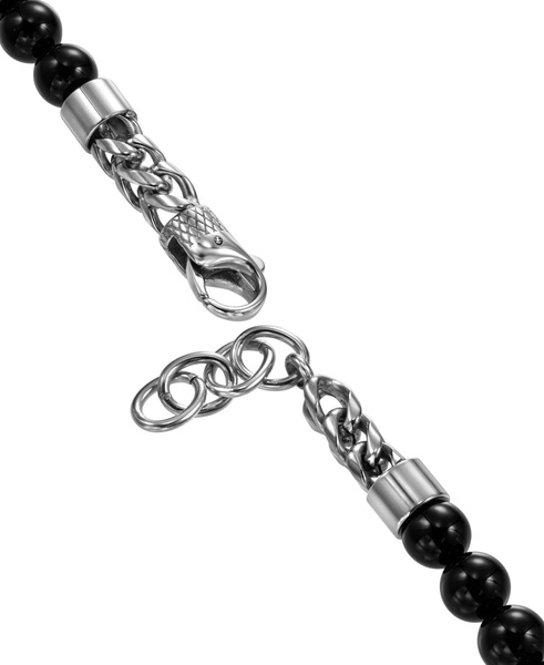 Men's Lapis Lazuli Bead & Chain Bracelet in Stainless Steel (Also in Onyx & Tiger Eye)