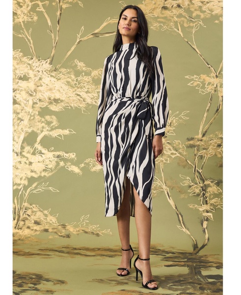 Women's Printed Turtleneck Tulip-Skirt Dress