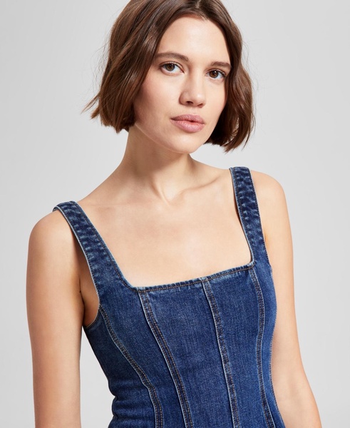 Women's Cotton Denim Fit & Flare Dress, Exclusively at Macy's