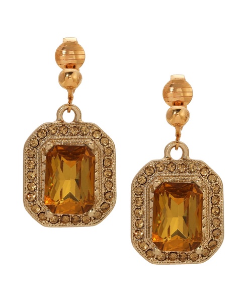 Topaz Acrylic Rectangular Drop Clip Earrings