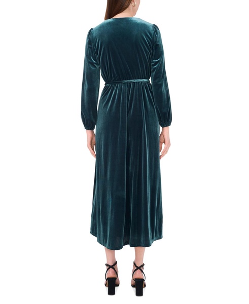 Women's Long-Sleeve Stretch-Velvet Dress