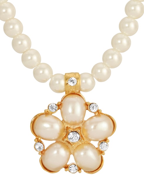Imitation Pearl Crystal Flower Necklace