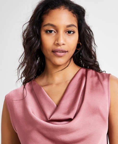 Women's Satin Sleeveless Cowlneck Blouse, Exclusively at Macy's 