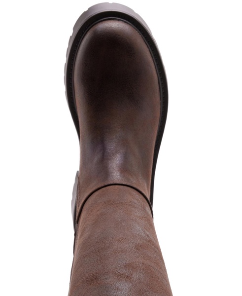 Crow Wide-Calf Lug-Sole Knee High Boots