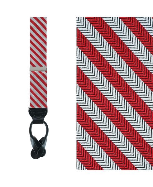 The Griswold Striped Herringbone Silk Button End Suspenders