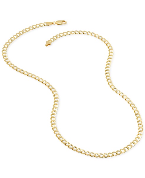 Polished Solid Flat Curb Link 22" Chain Necklace in 14k Gold-Plated Sterling Silver & Sterling Silver 