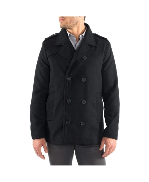 Jake Mens Pea Coat Wool Blend Double Breasted Dress Jacket Peacoat