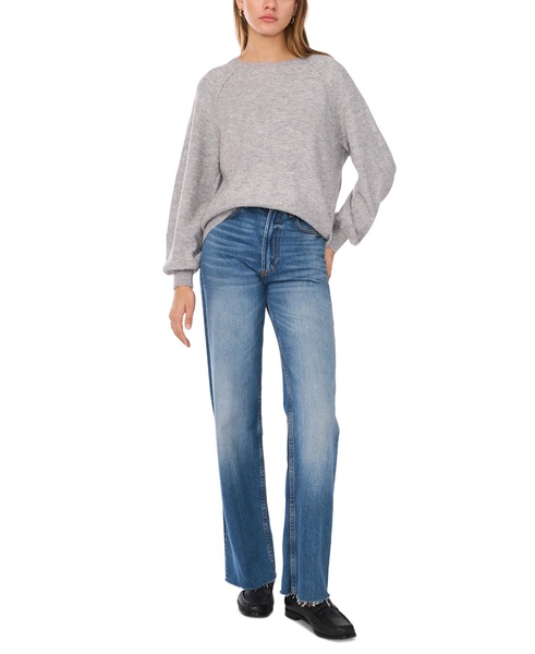 Women's Crewneck Raglan Puff-Sleeve Sweater
