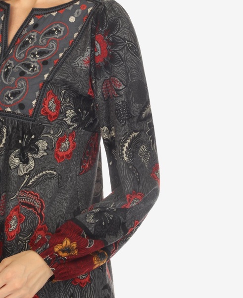 Women's Paisley Flower Embroidered Sweater Dress