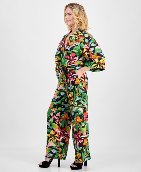 Petite Floral-Print Tie-Hem Top, Created for Macy's 