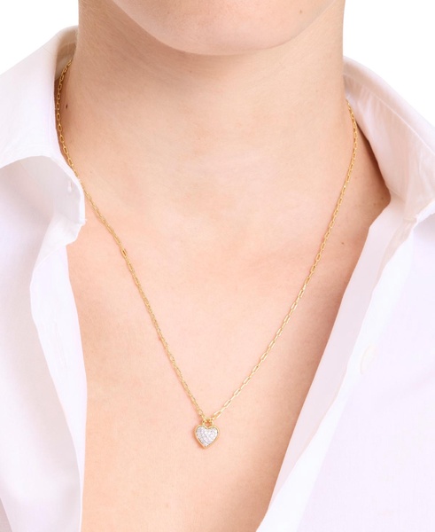 Cubic Zirconia Heart Pavé Pendant Necklace, 16" + 3" extender
