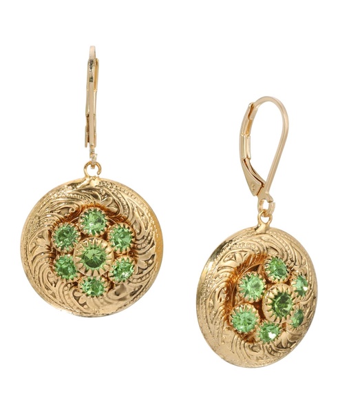 Gold-Tone Crystal Round Drop Earrings