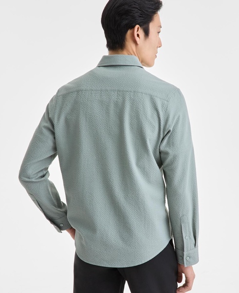Men's Elevated Puckered Long Sleeve Button-Front Shirt, Exclusively at Macy's