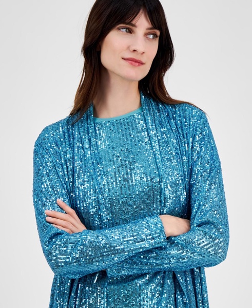 Women's Sequin Embellished Open-Front Jacket