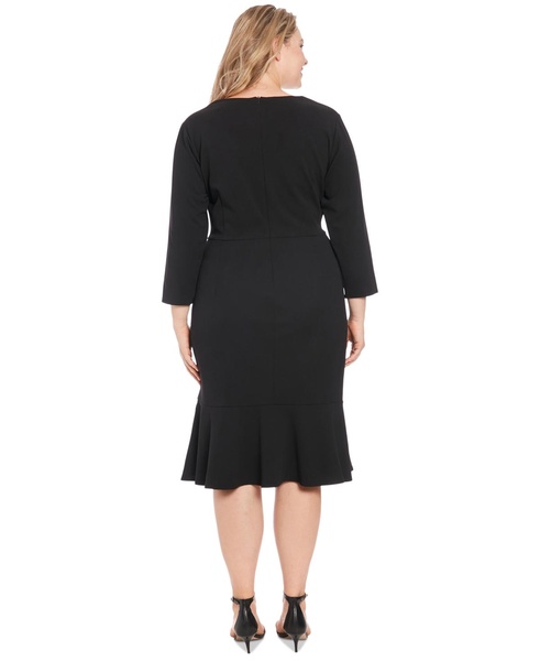 Plus Size Side-Knot 3/4-Sleeve Dress
