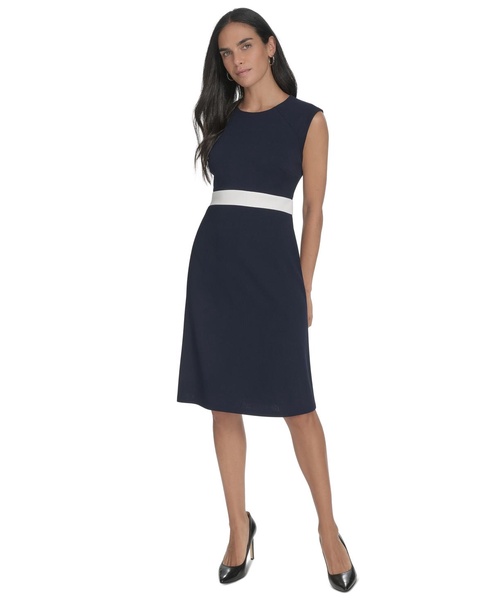 Women's Jewel-Neck Sleeveless A-Line Dress