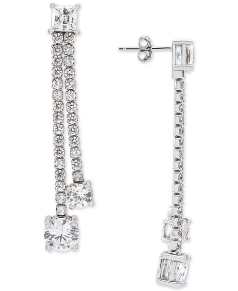 Cubic Zirconia Double Drop Earrings in Sterling Silver