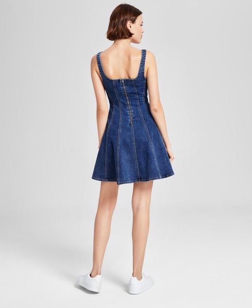 Women's Cotton Denim Fit & Flare Dress, Exclusively at Macy's