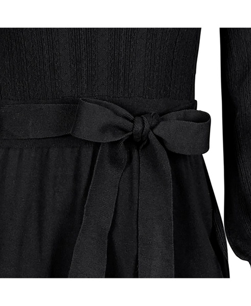 Women's Organic Long Sleeve Flounce Edge Cable Sweater Dress