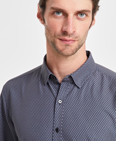 Men's Alfatech Hex Line Regular-Fit 4-Way Stretch Geo-Print Button-Down Shirt, Created for Macy's 