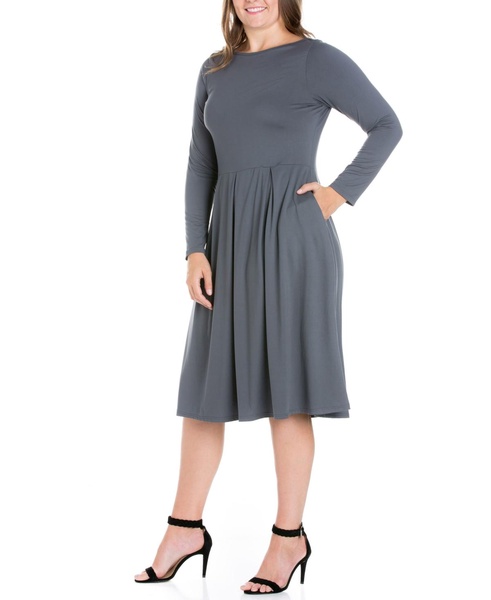 Women's Plus Size Fit and Flare Midi Dress