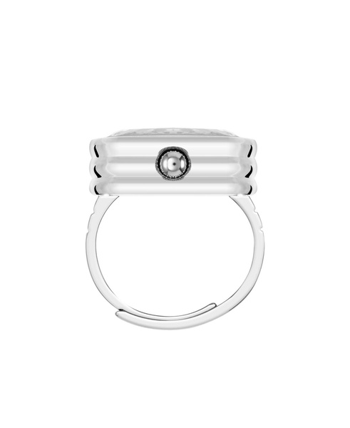 Women's Quartz Aqua and Silver-Tone Metal Alloy Ring Watch, 20mm