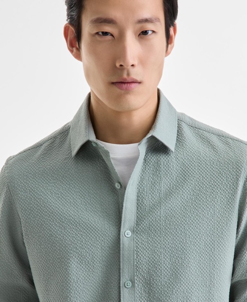Men's Elevated Puckered Long Sleeve Button-Front Shirt, Exclusively at Macy's