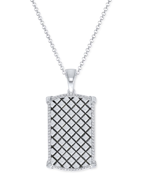 Men's Diamond Border Square Pattern Dog Tag 22" Pendant Necklace (1/2 ct. t.w.)