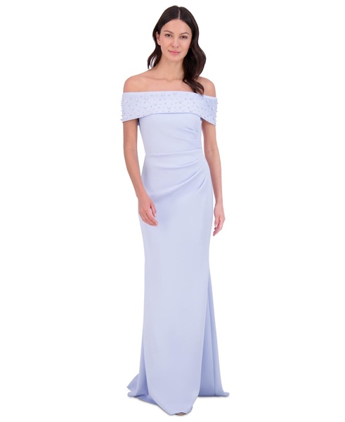 Women's Off-The-Shoulder Faux-Pearl-Embellished Evening Gown