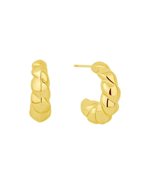 18K Gold Plated Twisted Puff C-Hoop Earrings