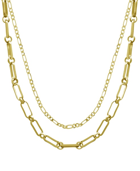 15.25" and 17.5" + 2" extender Gold Plated Multi Chain Layered Necklace