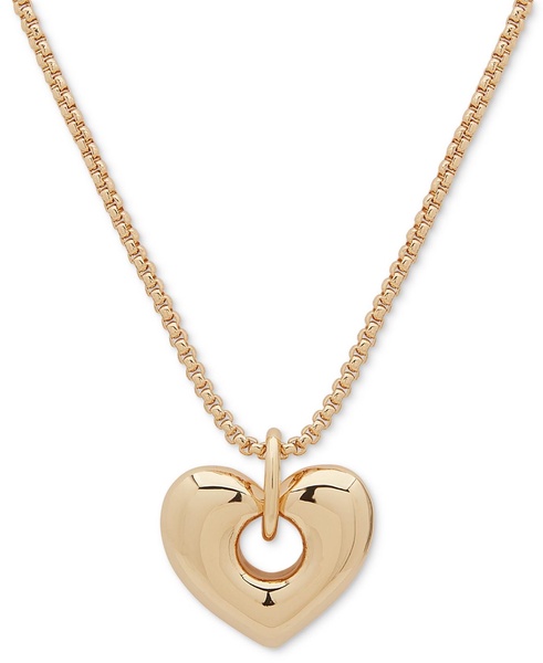 Gold-Tone Polished Heart Pendant Necklace, 36" + 3" extender