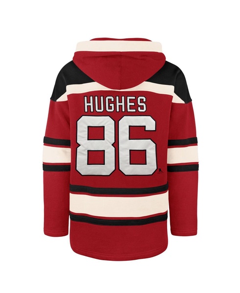 Men's Jack Hughes Red New Jersey Devils Big Tall Lace-up Pullover Hoodie