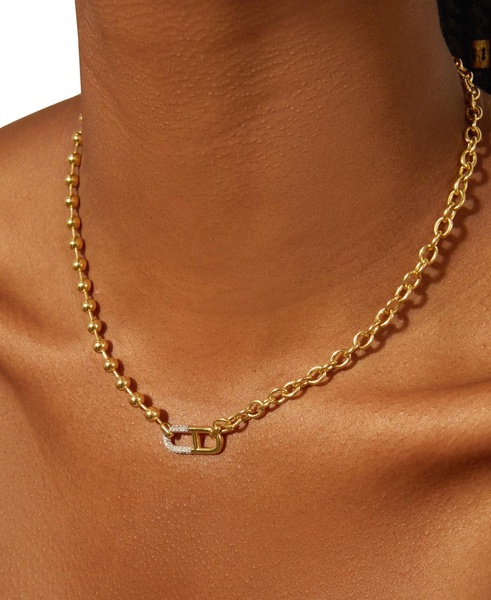 Diamond Horizontal Link Two-Chain 18" Pendant Necklace (1/5 ct. t.w.) in Gold Vermeil, Created for Macy's