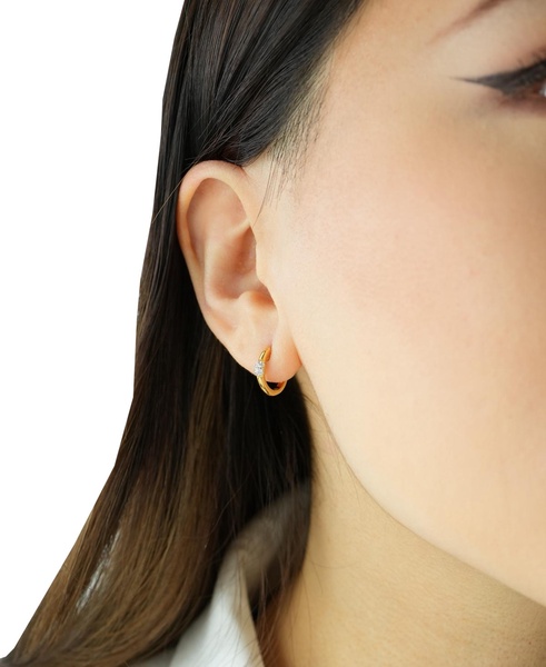 Diamond Mini Cluster Small Hoop Earrings (1/10 ct. t.w.) in Gold Vermeil, Created for Macy's