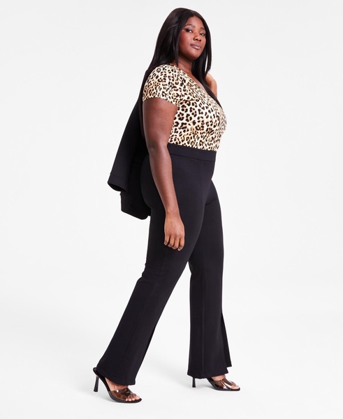 Trendy Plus Size High-Rise Pull-On Ponte Flare-Leg Pants, Exclusively at Macy's 