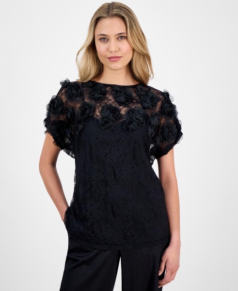 Women's Bateau-Neck Rosette-Detail Top