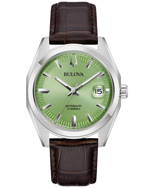 Men's Automatic Surveyor Brown Leather Strap Watch 39mm