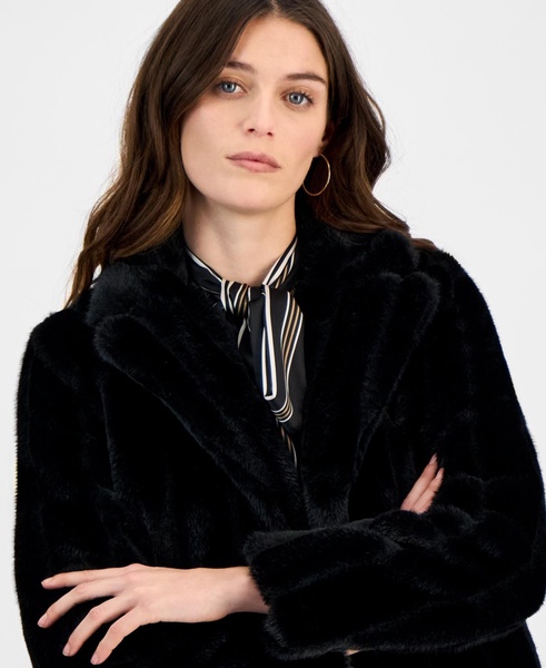 Women's Cropped Faux-Fur Notched-Lapel Jacket