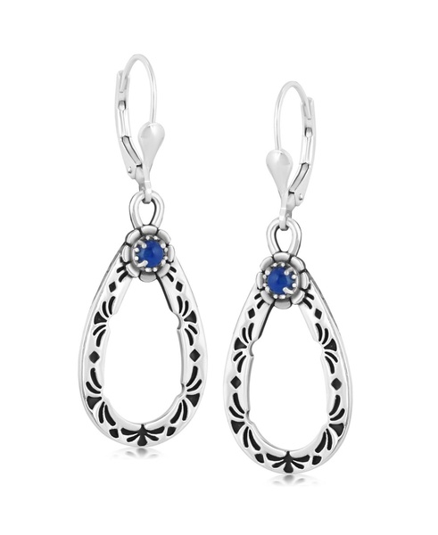 Sterling Silver Lapis Lazuli Gemstone Pear Shaped Lever Back Earrings