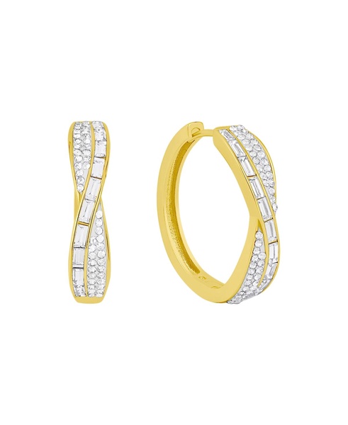 18K Gold Plated Crystal Hoop Earrings